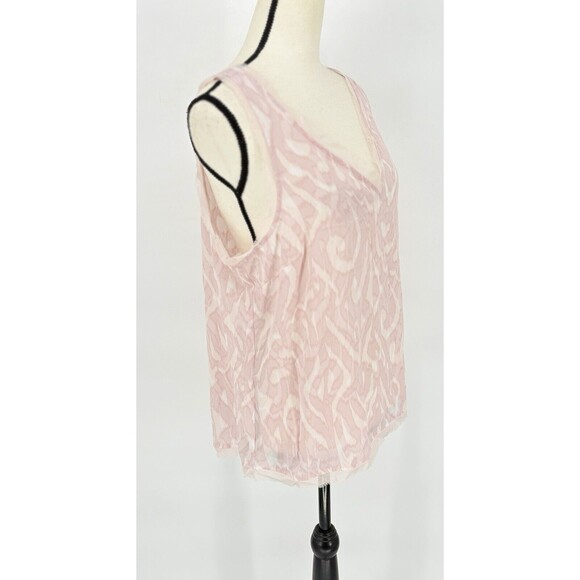 HALOGEN Scrolling Lines‎ Pink V-neck Sleeveless Blouse Top Size 1 - Picture 6 of 9